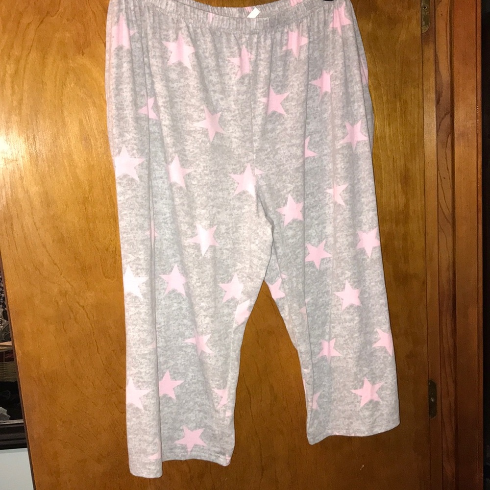 Women’s Gray and Pink Star Pajama Pants Size 3X
